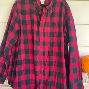 L.L. Bean Red and Black Checkered Men's Shirt 2 xl